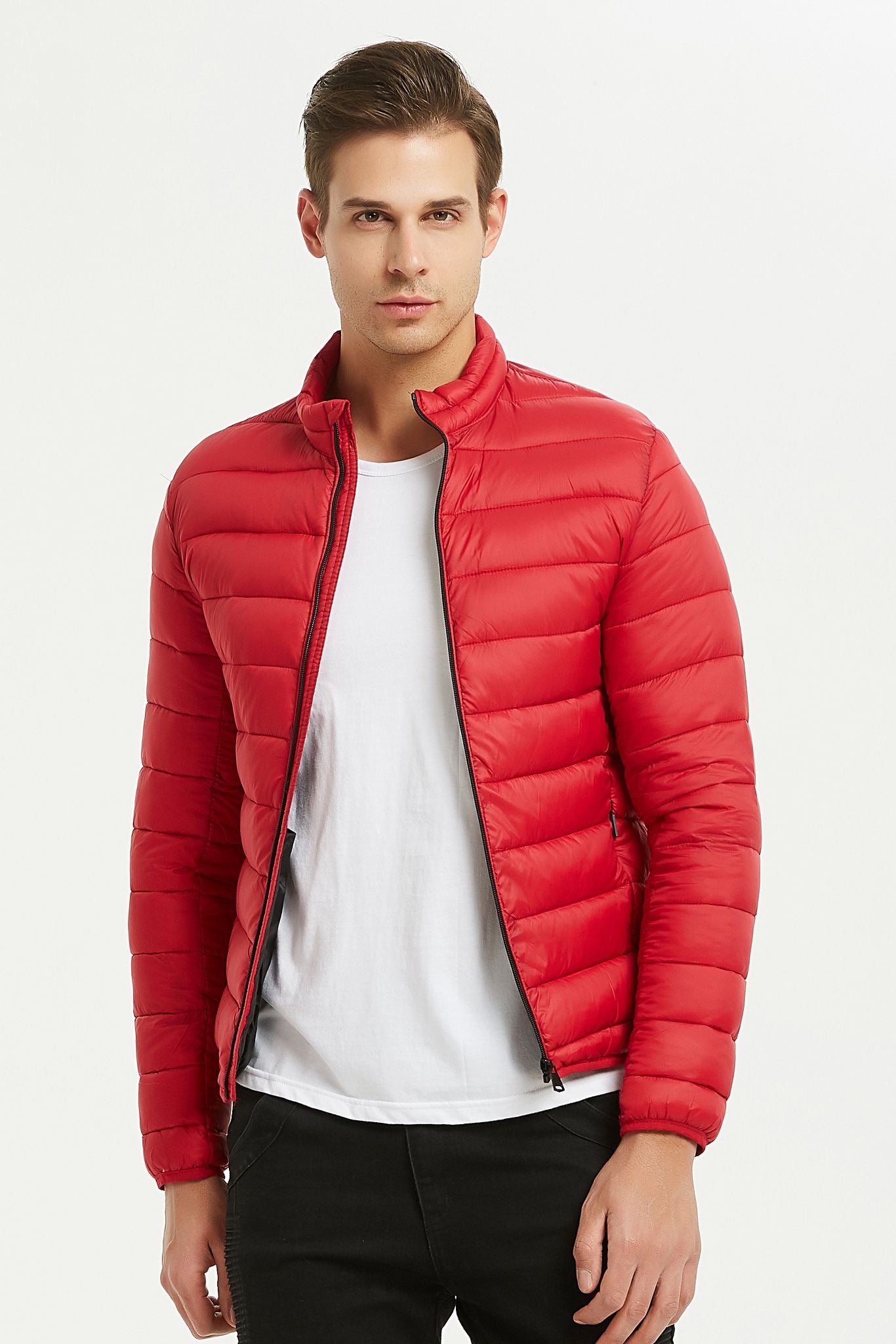 Heren Lichtgewicht Gewatteerde Jas rood