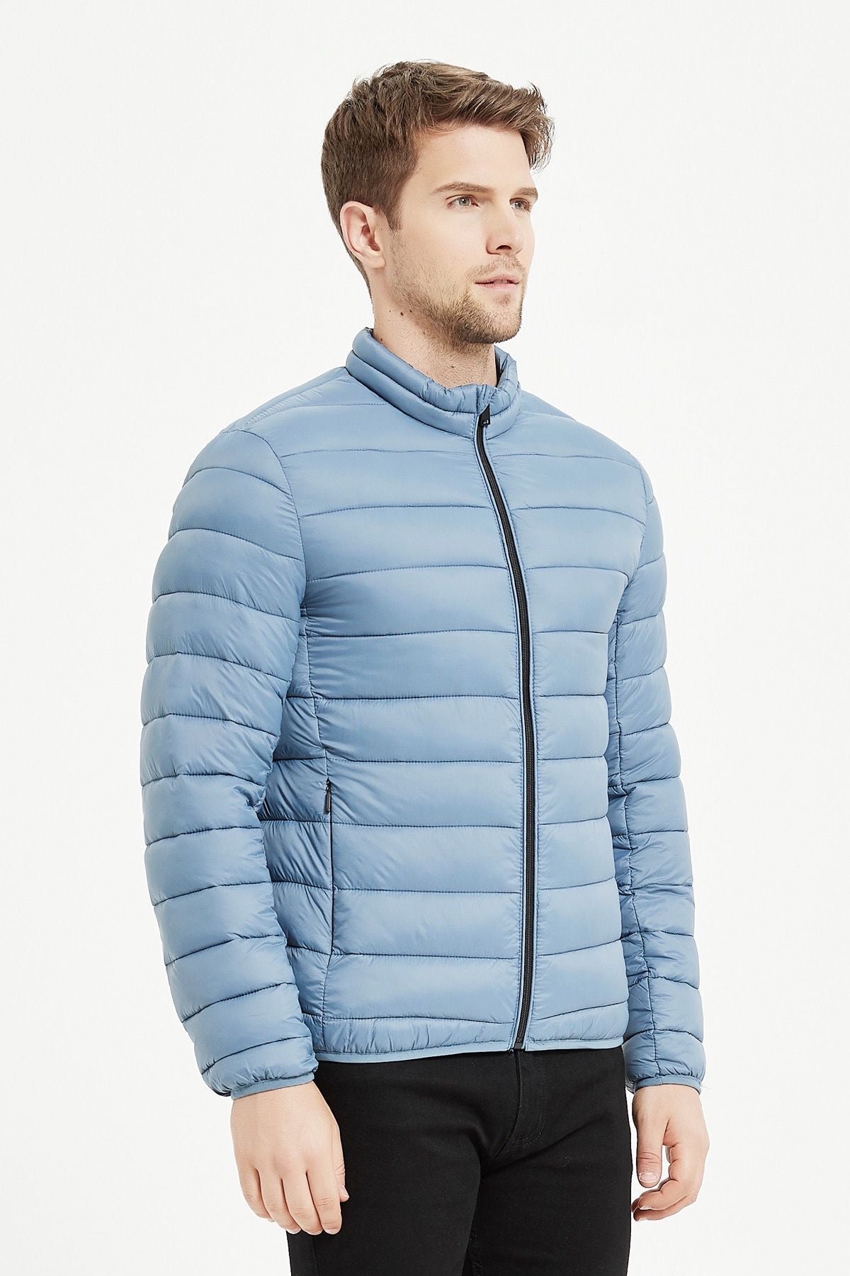 Heren Lichtgewicht Gewatteerde Jas lichtblauw