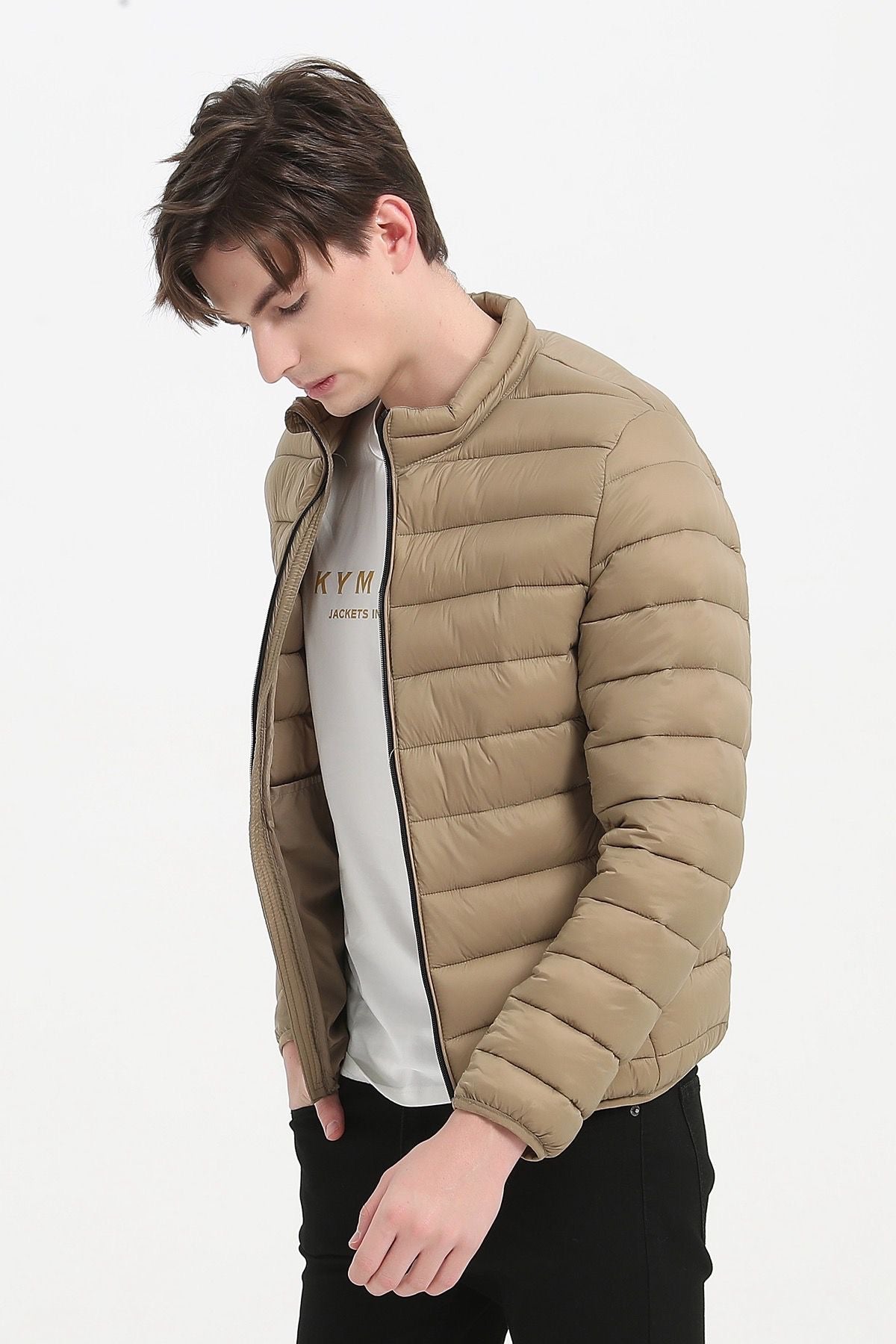 Heren Lichtgewicht Gewatteerde Jas beige