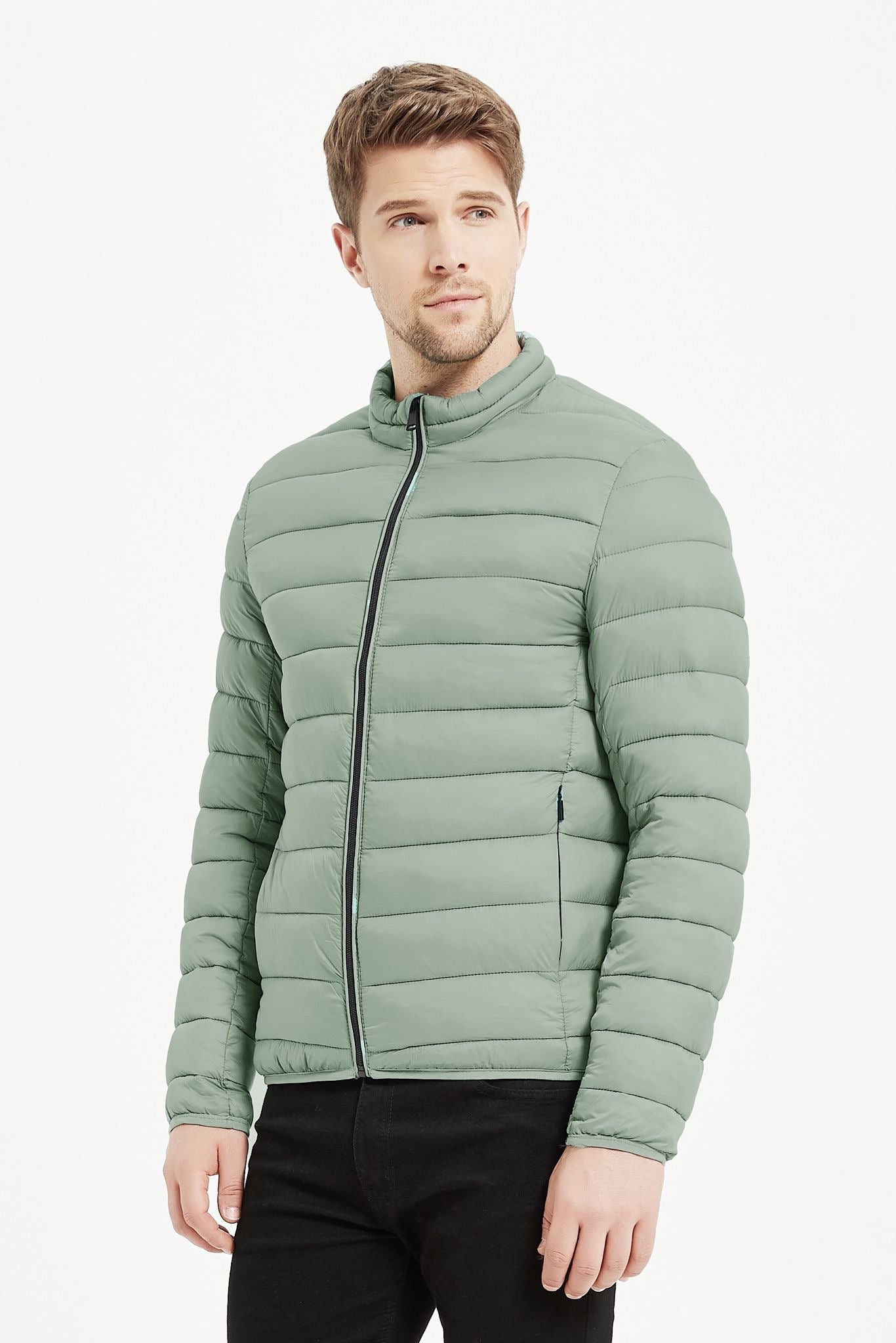 Heren Lichtgewicht Gewatteerde Jas mintgroen