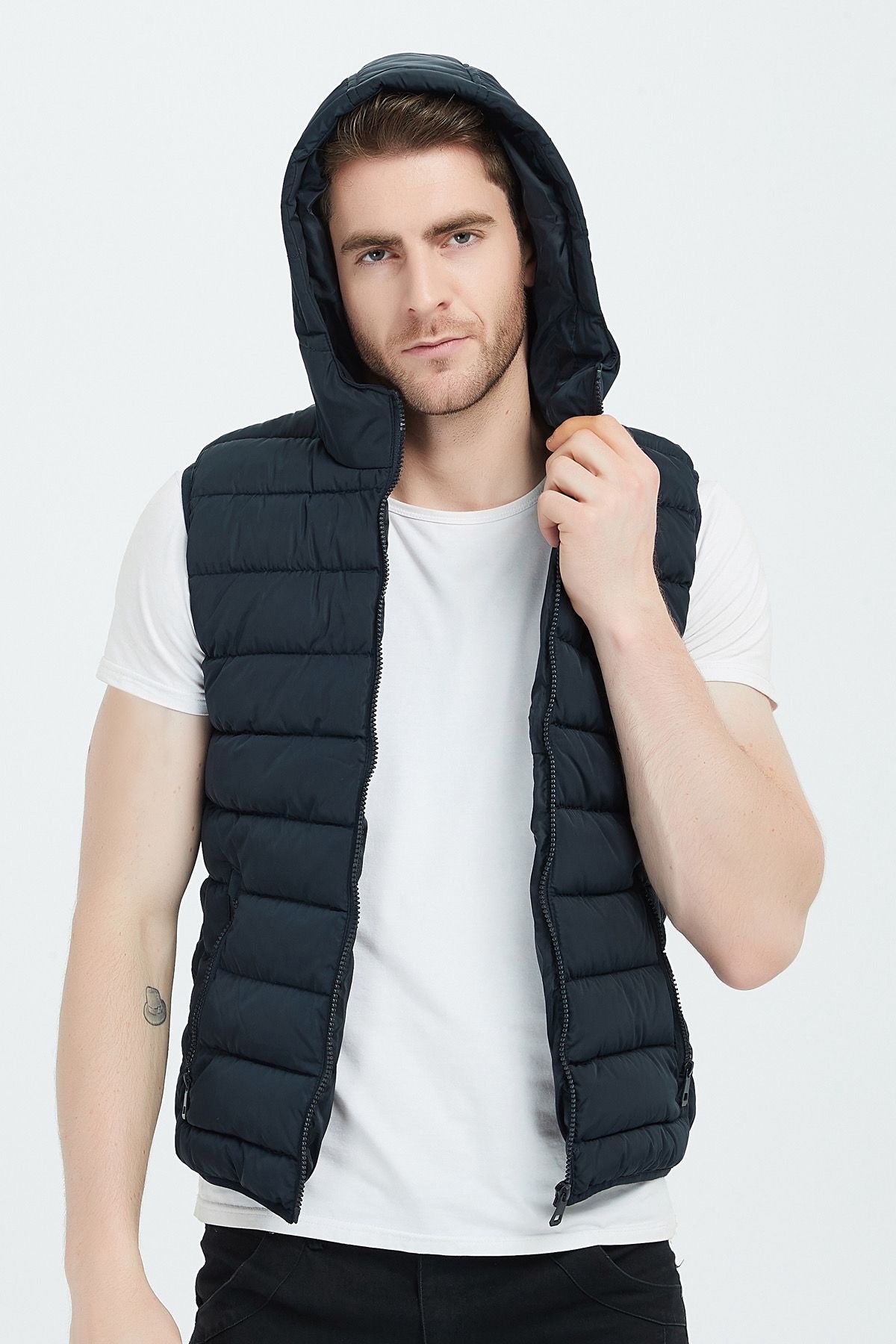Bodywarmer met capuchon donkerblauw (R)
