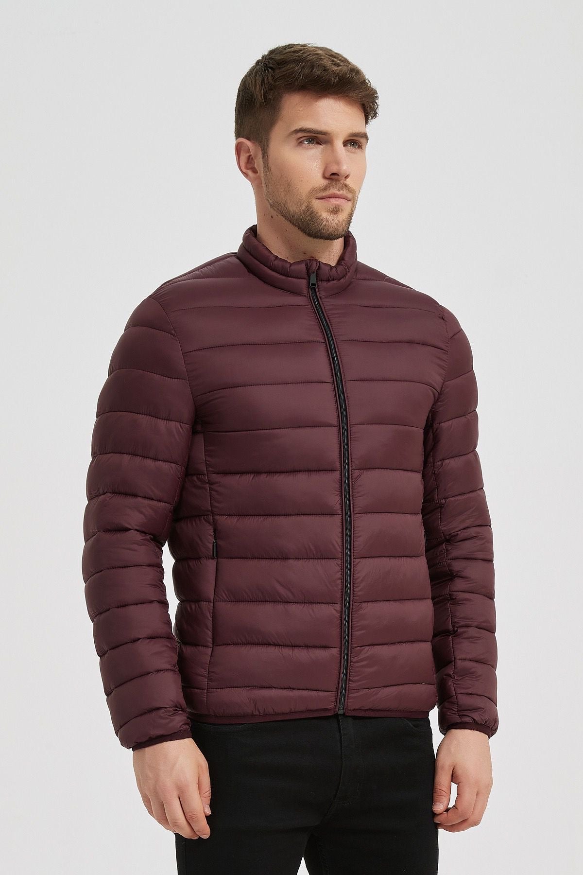 Heren Lichtgewicht Gewatteerde Jas Bordeaux