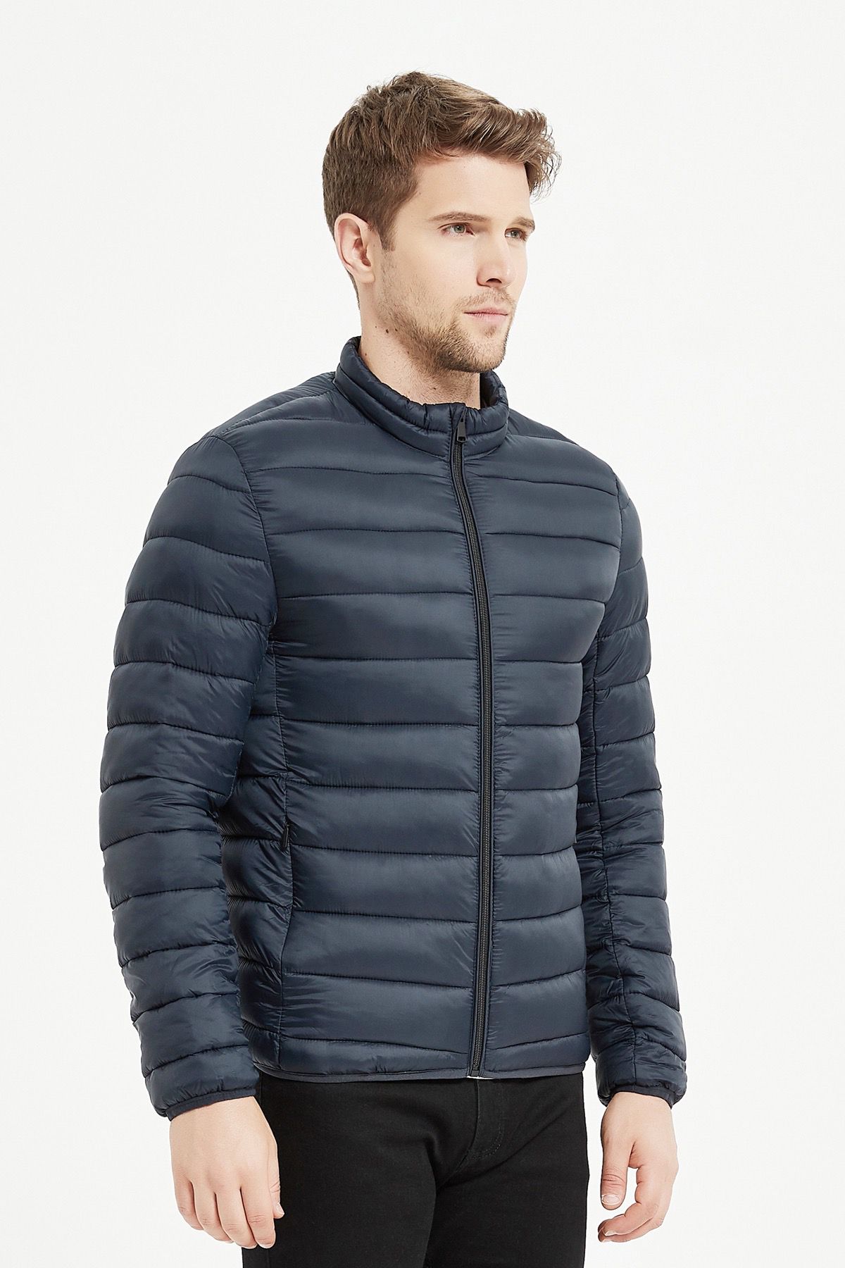 Heren Lichtgewicht Gewatteerde Jas donkerblauw