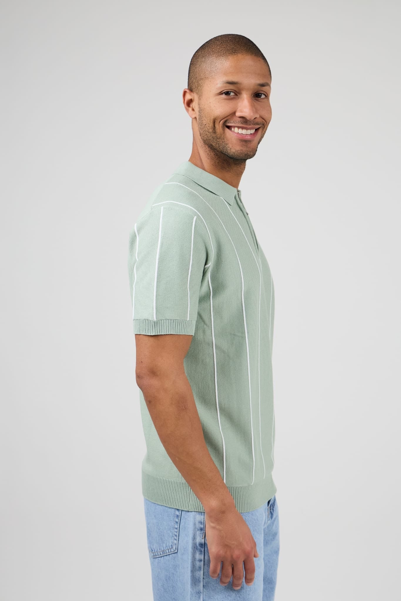 Gestreepte polo T-shirt (lichtgroen)