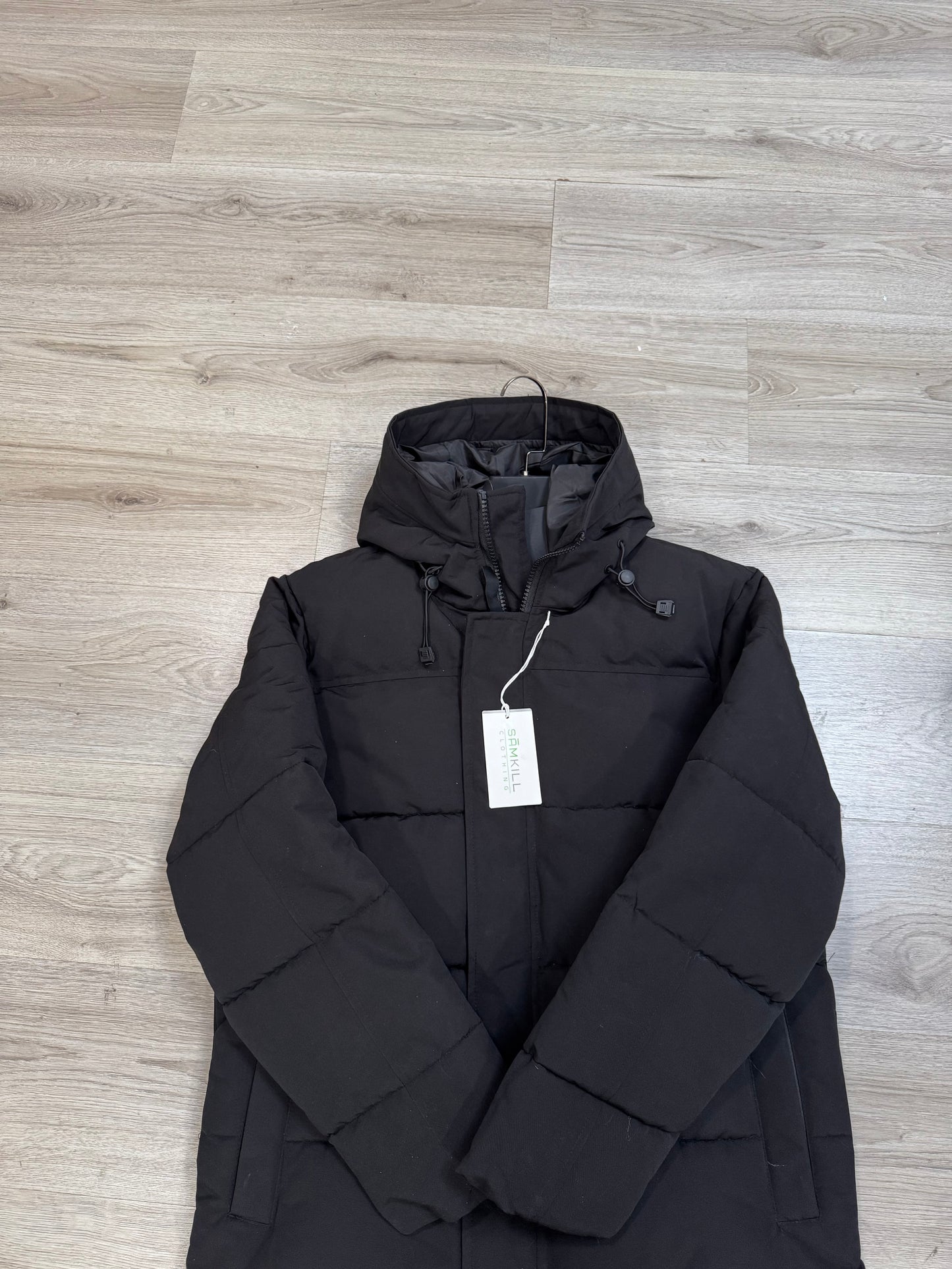 Heren gewatteerde parka Zwart