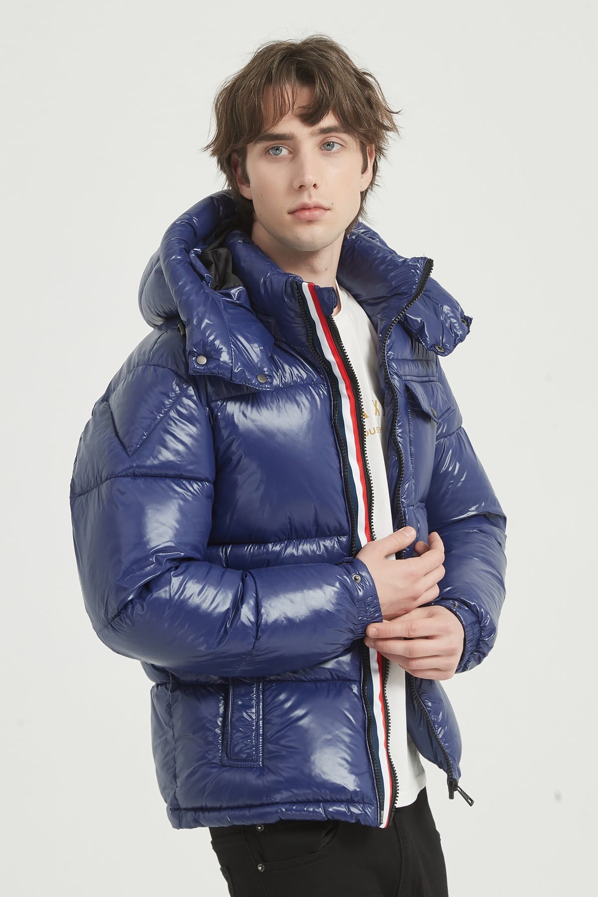 Pufferjas met Capuchon blauw