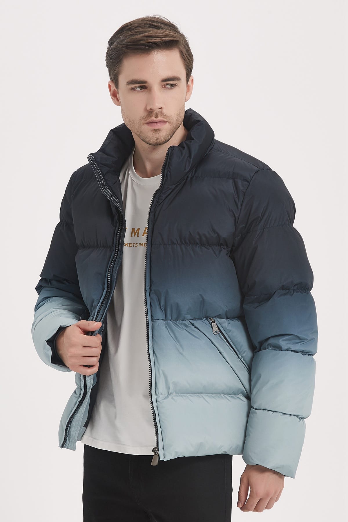 Heren Ombre Pufferjas blue