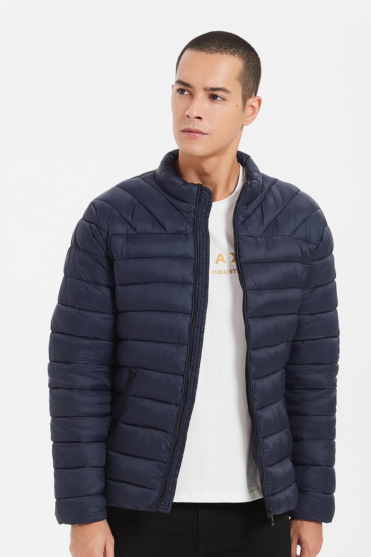 Heren Lichtgewicht Gewatteerde Jas donkerblauw