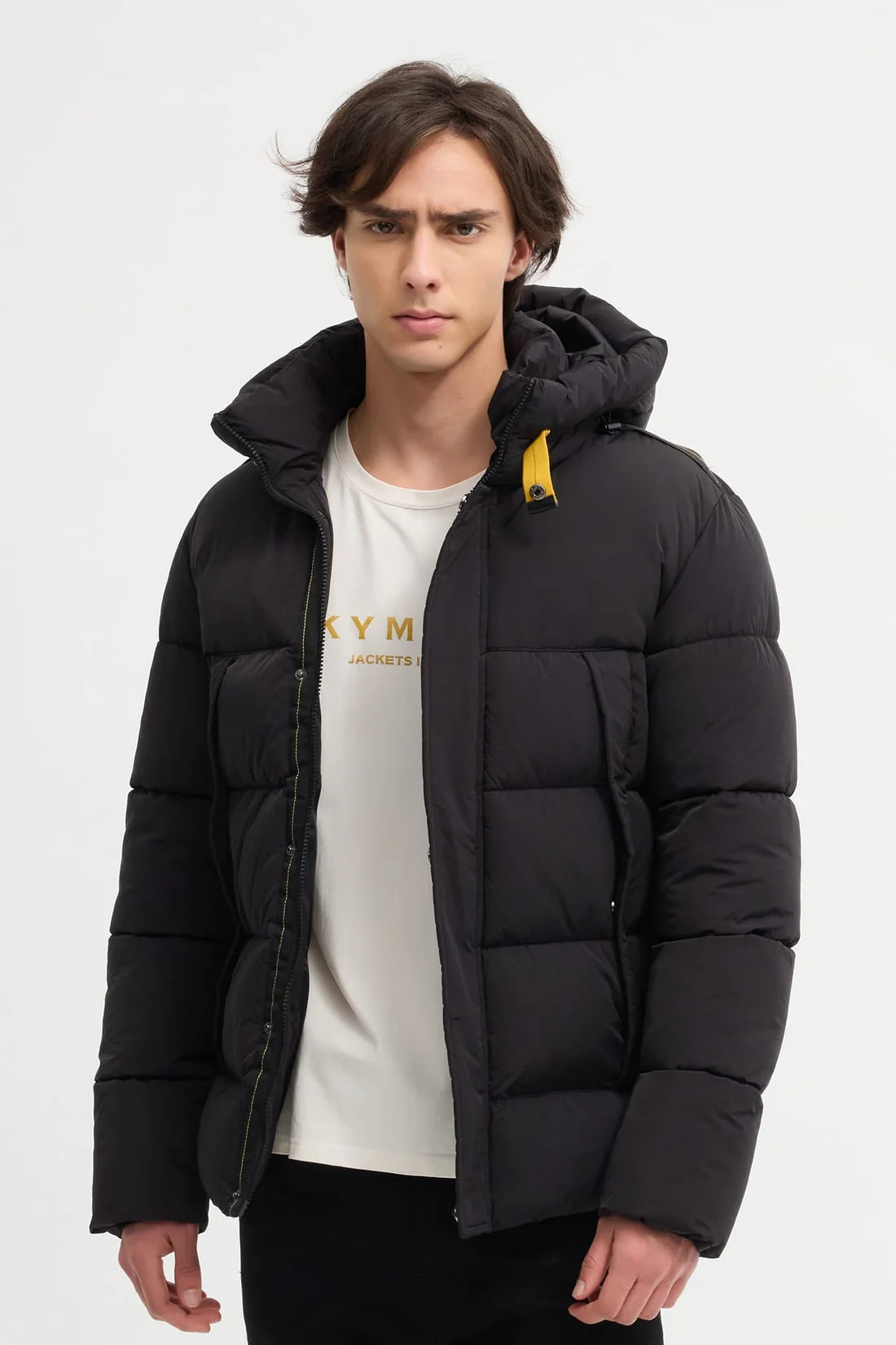 Heren Gewatteerde Pufferjas met Capuchon zwart