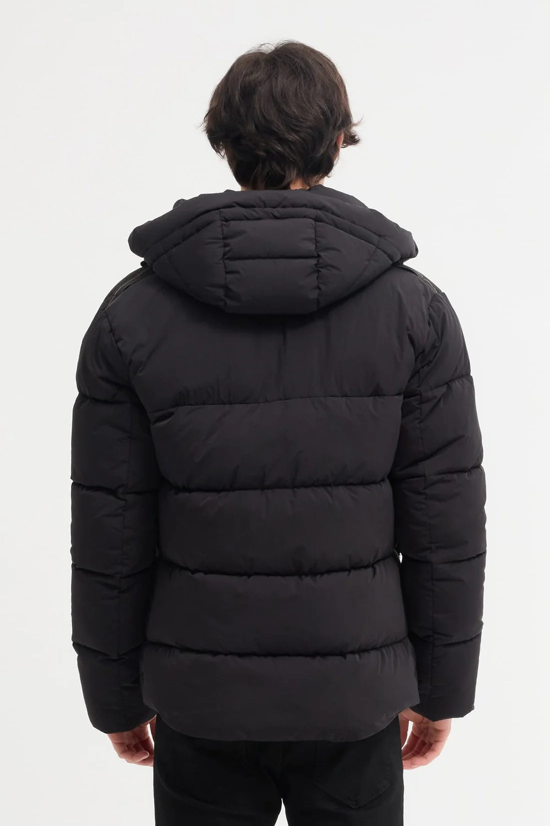 Heren Gewatteerde Pufferjas met Capuchon zwart