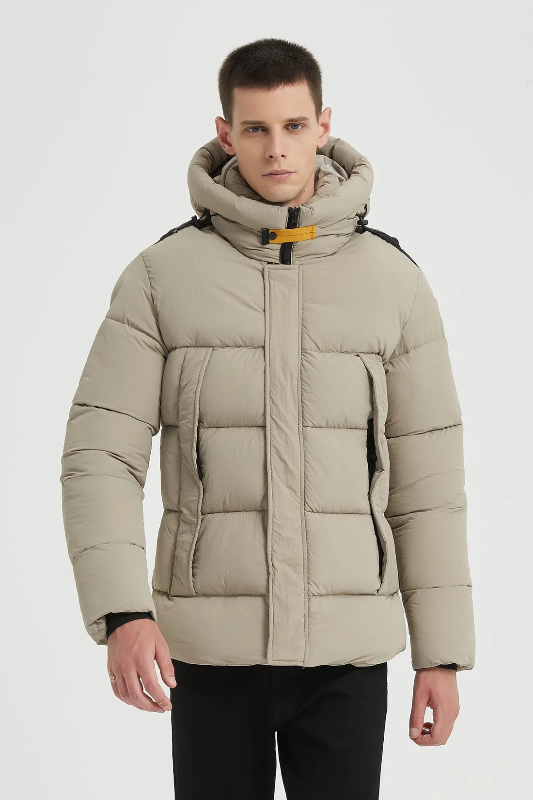 Heren Gewatteerde Pufferjas met Capuchon beige