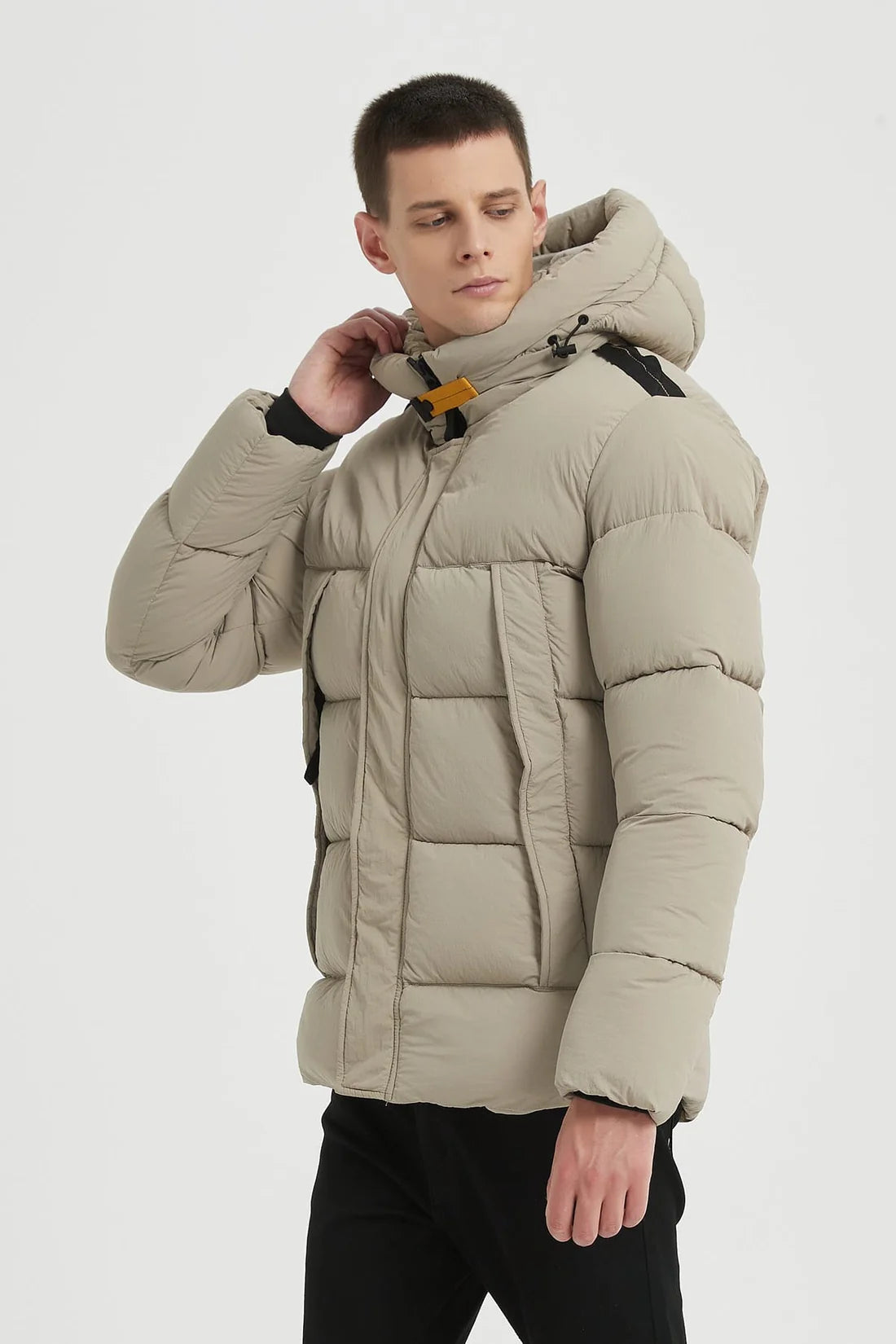 Heren Gewatteerde Pufferjas met Capuchon beige