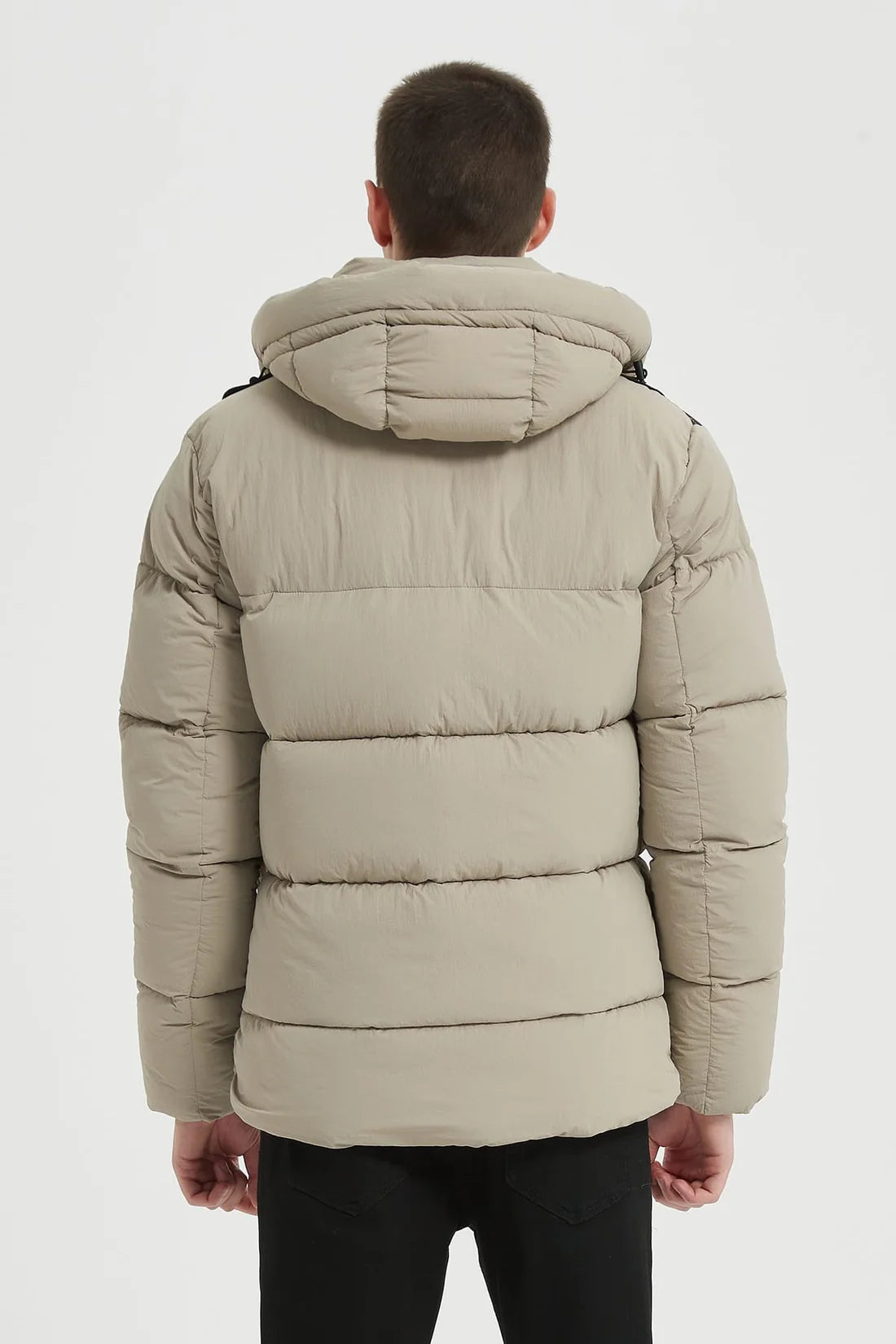 Heren Gewatteerde Pufferjas met Capuchon beige