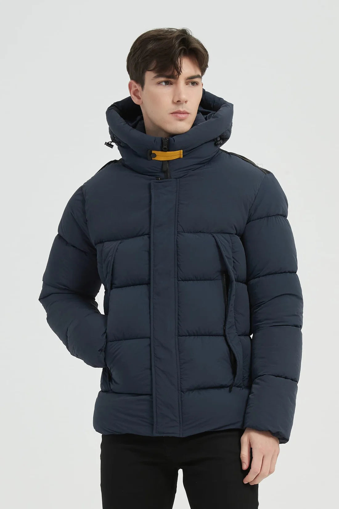 Heren Gewatteerde Pufferjas met Capuchon donkerblauw