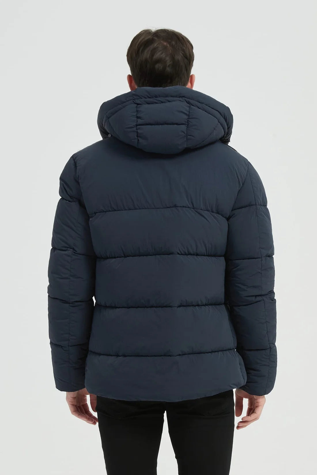 Heren Gewatteerde Pufferjas met Capuchon donkerblauw