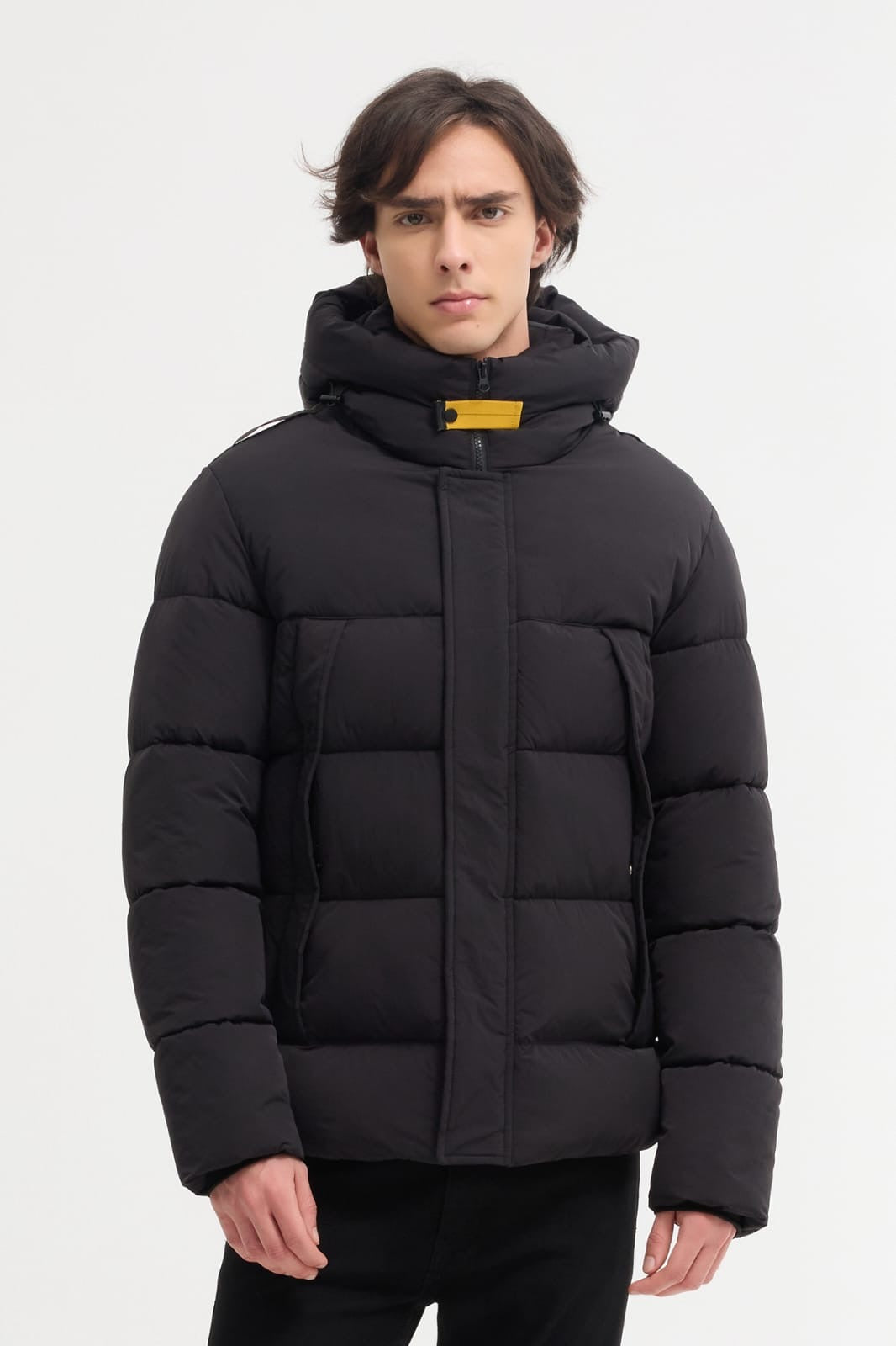 Heren Gewatteerde Pufferjas met Capuchon zwart