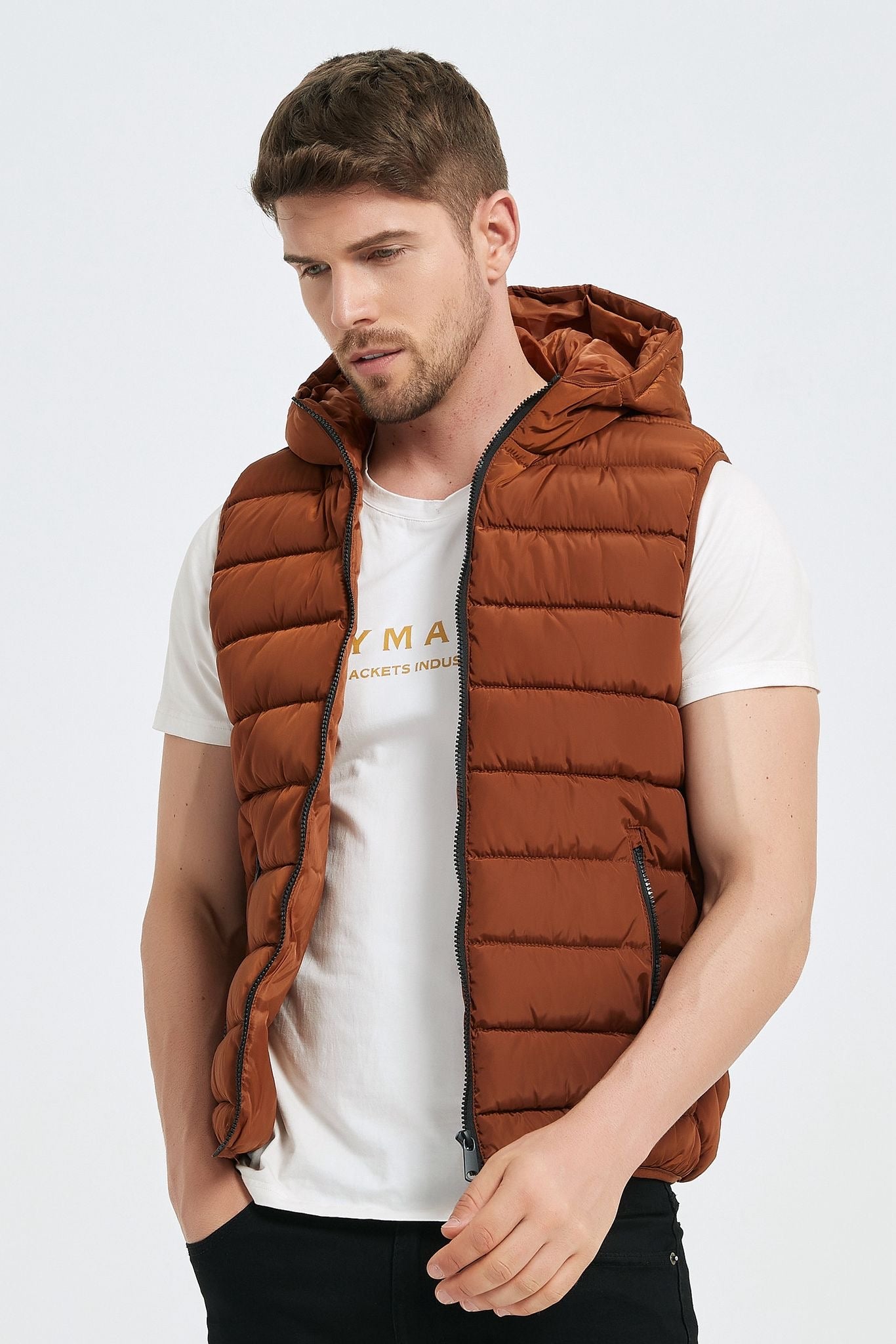 Bodywarmer met capuchon bruin (R)