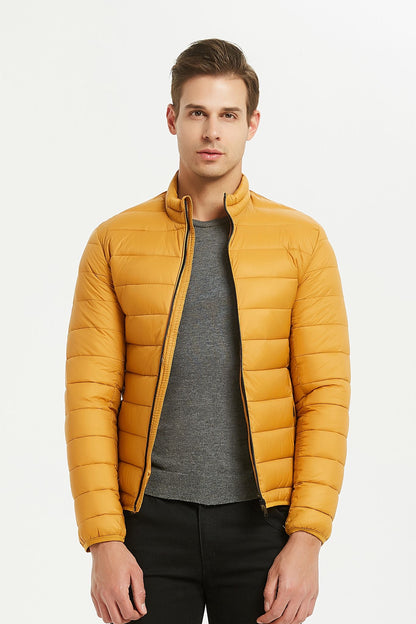 Heren Lichtgewicht Gewatteerde Jas okergeel