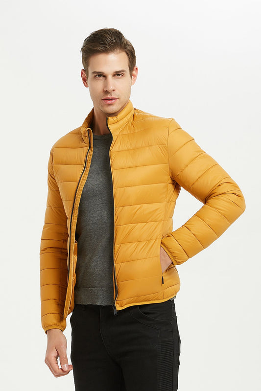 Heren Lichtgewicht Gewatteerde Jas okergeel