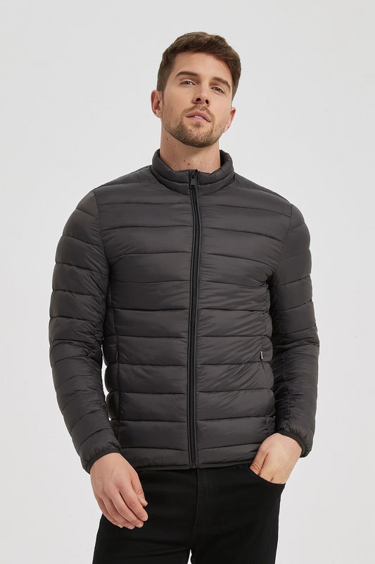 Heren Lichtgewicht Gewatteerde Jas donkergrijs