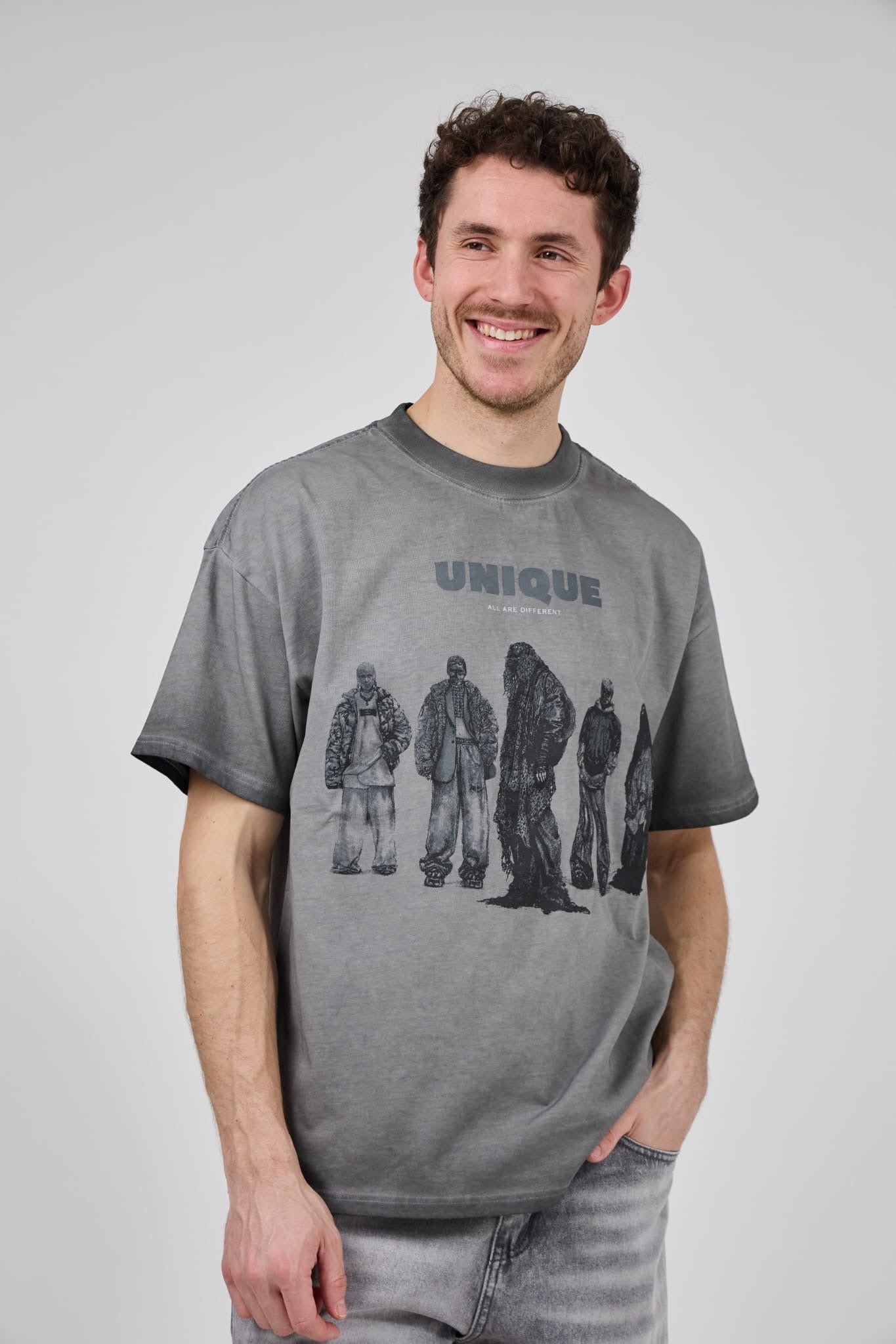 T-shirt Unique donker grijs