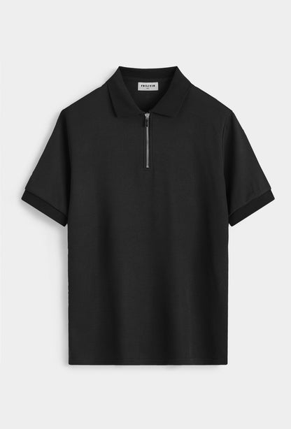 Polo met rits (zwart)