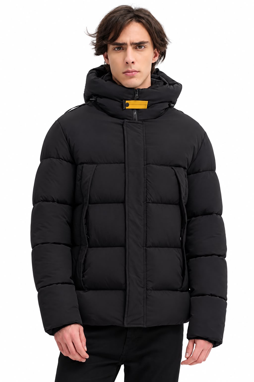 Zwarte puffer winterjas