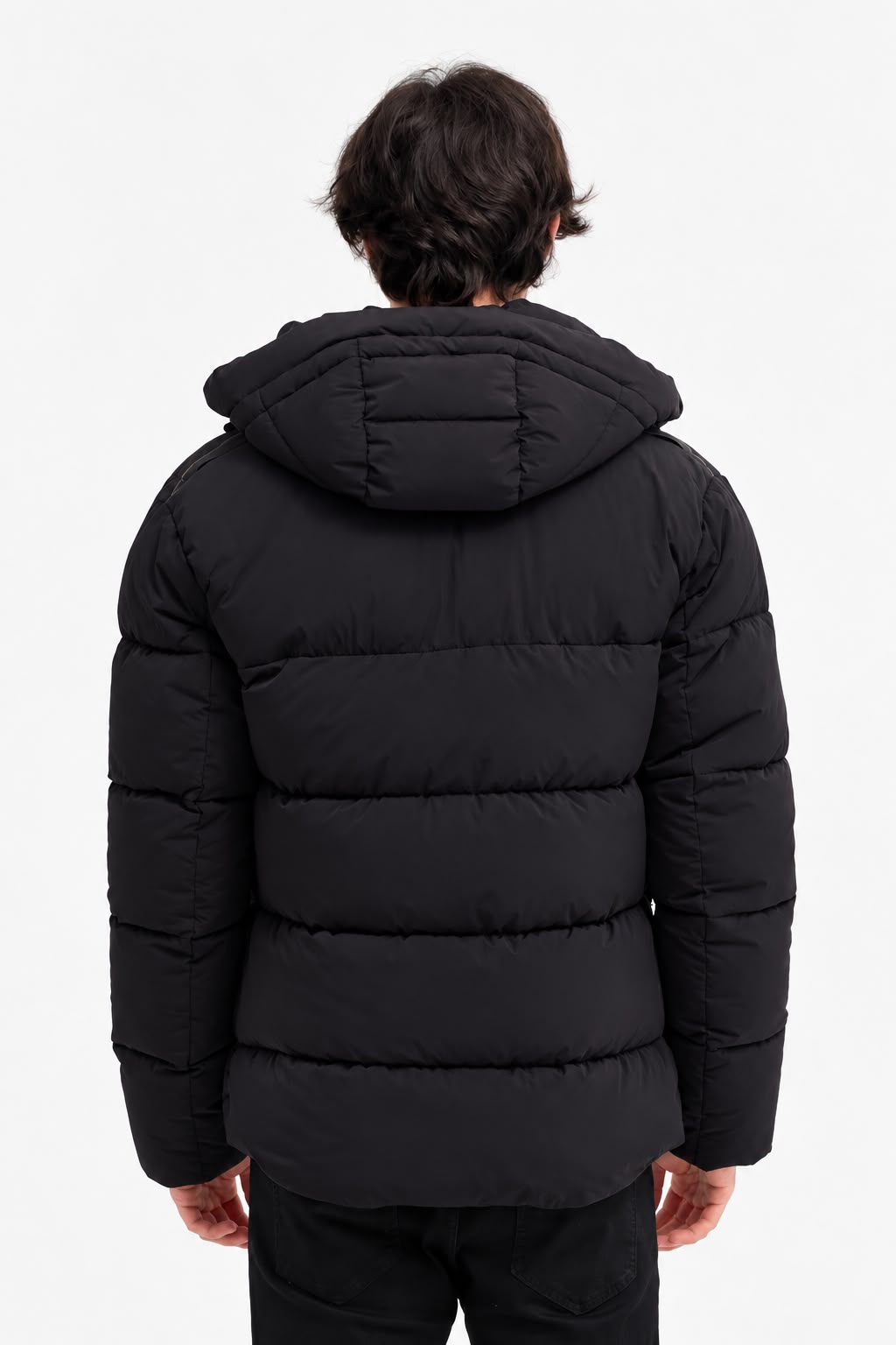 Zwarte Heren Winterjas met capuchon