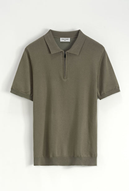 Polo met rits (leger)