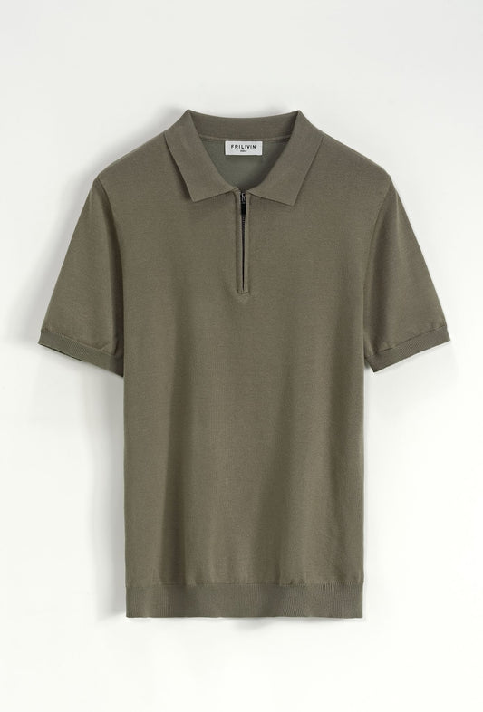 Polo met rits (leger)