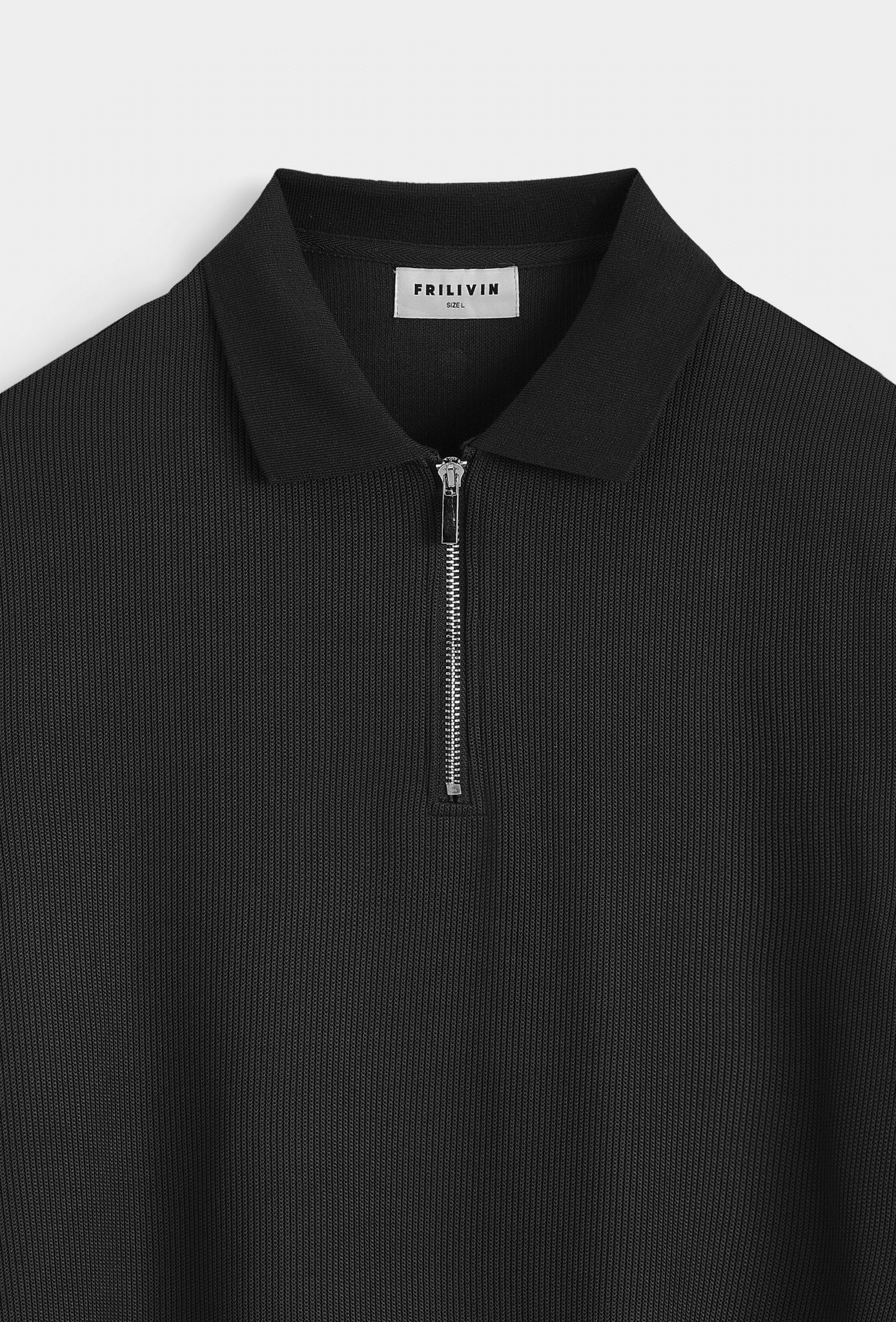 Polo met rits (zwart)
