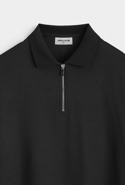 Polo met rits (zwart)