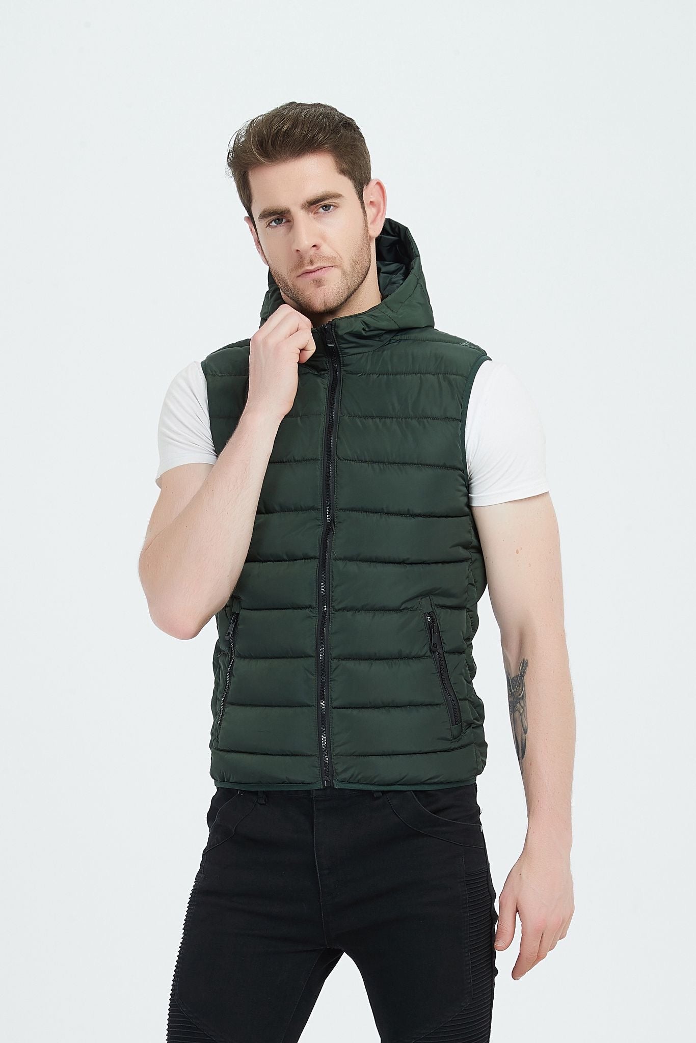 Bodywarmer met capuchon donkergroen (R)