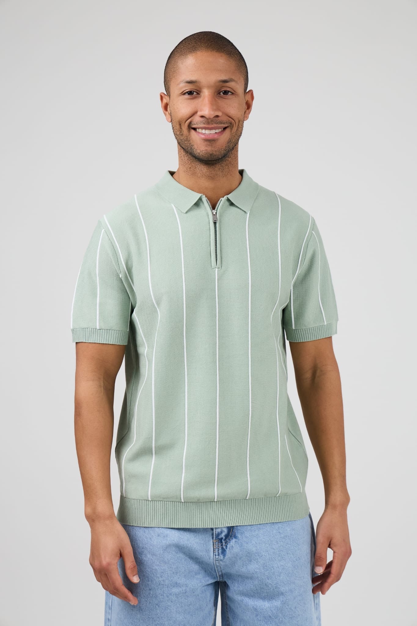 Gestreepte polo T-shirt (lichtgroen)