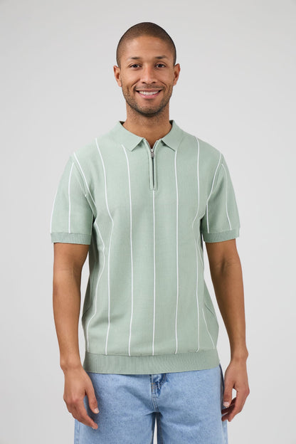 Gestreepte polo T-shirt (lichtgroen)