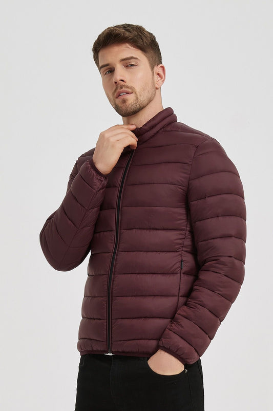 Heren Lichtgewicht Gewatteerde Jas Bordeaux