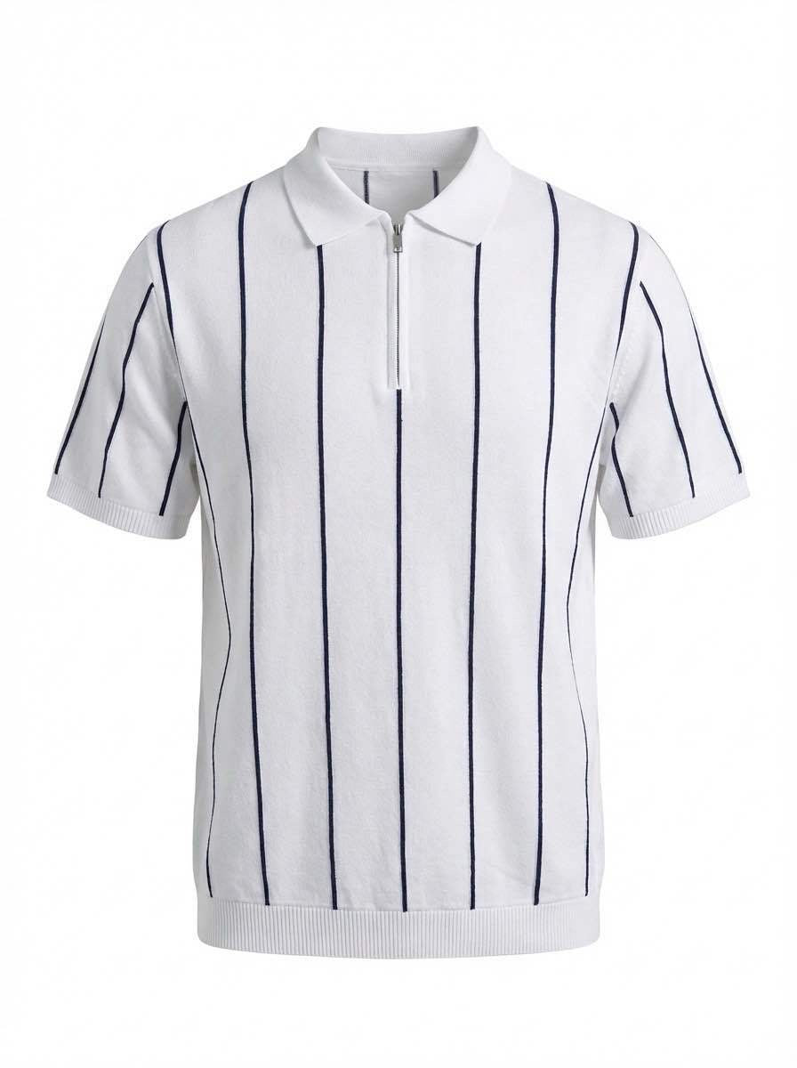 Gestreepte polo T-shirt (wit)