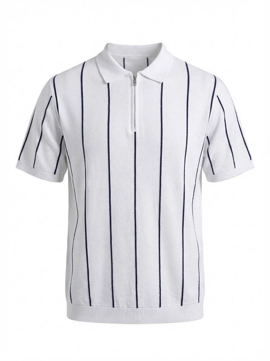 Gestreepte polo T-shirt (wit)