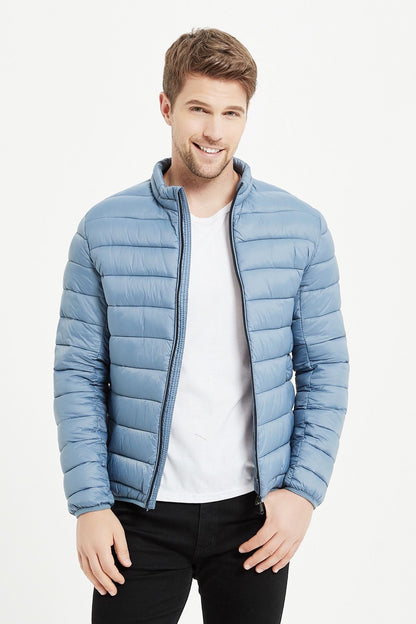 Heren Lichtgewicht Gewatteerde Jas lichtblauw