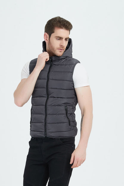 Bodywarmer met capuchon donkergrijs (R)
