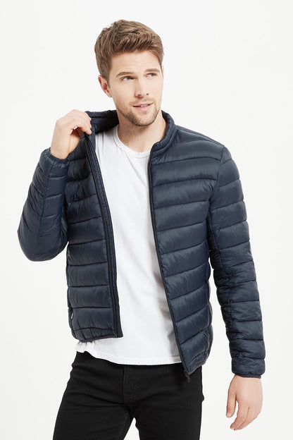 Heren Lichtgewicht Gewatteerde Jas donkerblauw