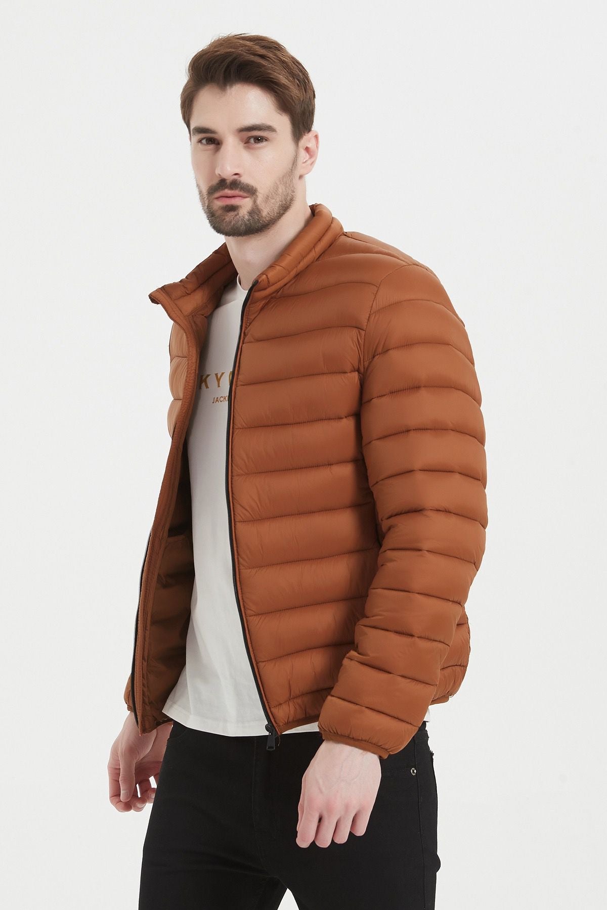 Heren Lichtgewicht Gewatteerde Jas bruin