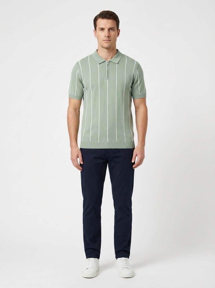 Gestreepte polo T-shirt (lichtgroen)