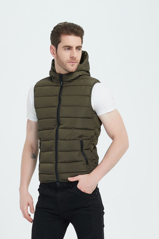 Bodywarmer met capuchon legergroen (R)