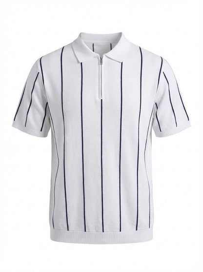 Gestreepte polo T-shirt (wit)