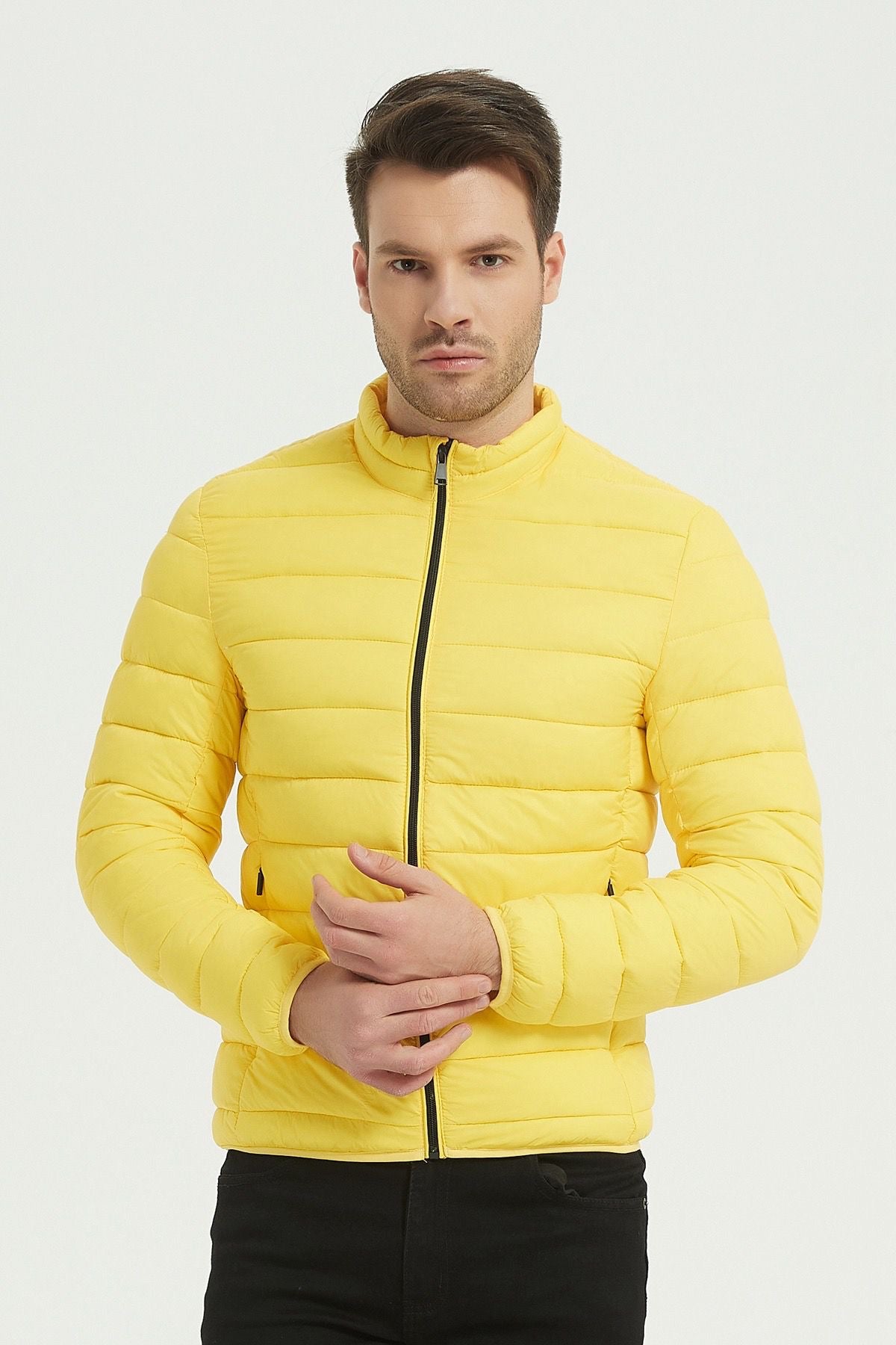 Heren Lichtgewicht Gewatteerde Jas geel