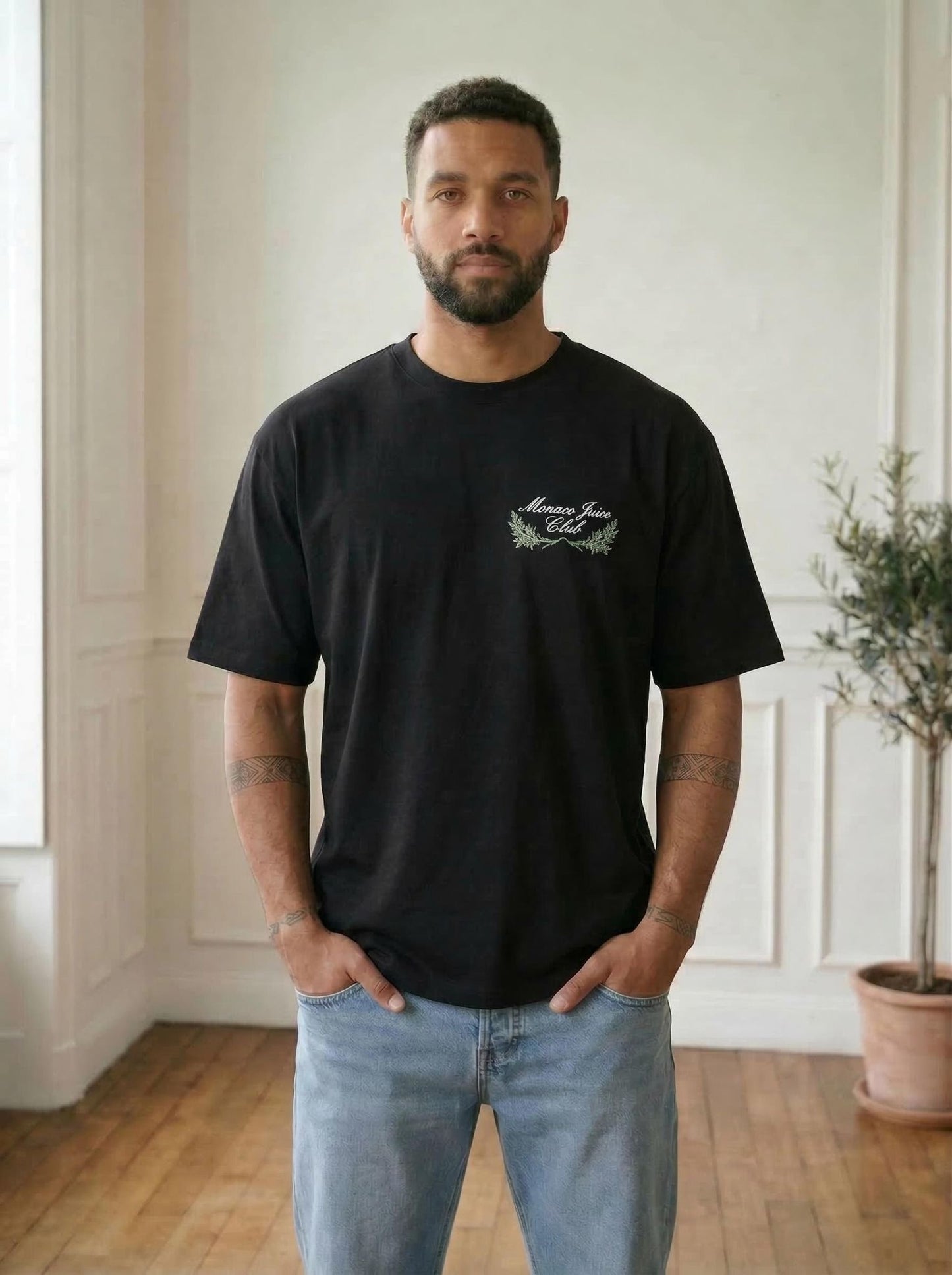 T-shirt met tekst (zwart)