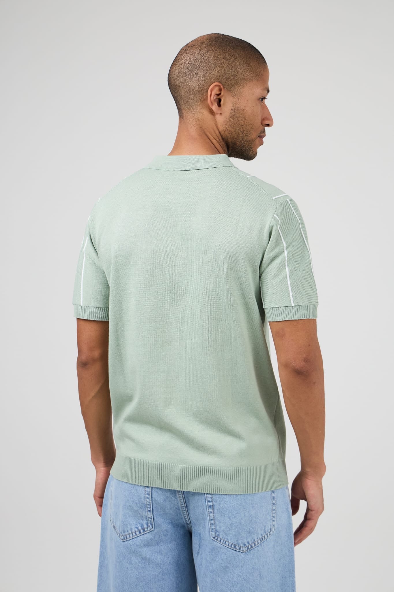 Gestreepte polo T-shirt (lichtgroen)