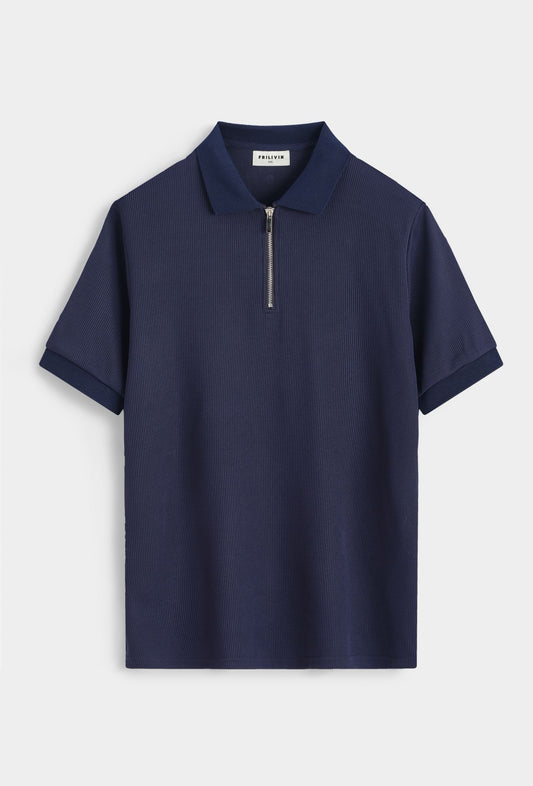 Polo met rits (donkerblauw)