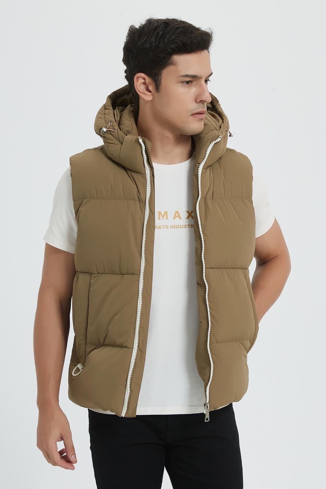 Bodywarmer met Capuchon taupe